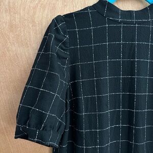 LOFT Windowpane Puff Sleeve Shift Dress